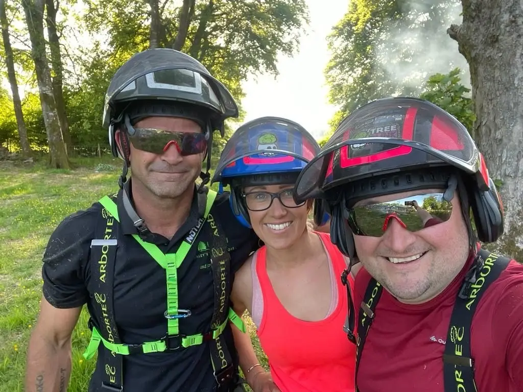 The Staleys Tree Solutions team in helmets and safety gear